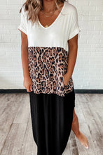 Load image into Gallery viewer, Colorblock Leopard Cotton Blend Casual Maxi T-shirt Dress
