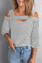 Load image into Gallery viewer, Grey Cold Shoulder Hollow-out Bust Knit Top

