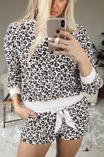 Load image into Gallery viewer, Leopard Long Sleeve Shorts Pajamas Set
