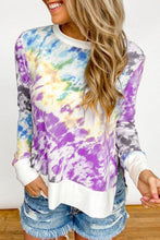 Load image into Gallery viewer, Tie-dye High Low Hem Print Top with Slits

